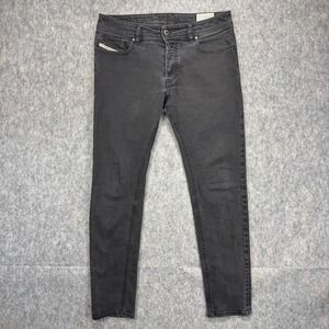Diesel Sleenker Jeans Men's 31x30 Black Stretch Slim Skinny Button Fly Italy